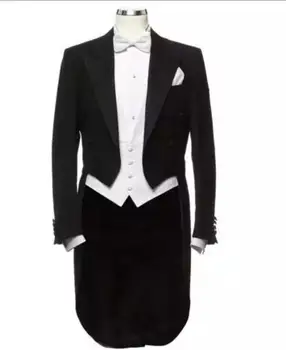 2020 Cloudstyle erkek Tailcoat Resmi Erkek Takım Elbise Slim Fit 3 Parça Takım Elbise Akşam Yemeği Ceket Düğün Takım Elbise Erkek Kırlangıç Kuyruklu Ceket