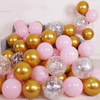 30 adet Pembe Altın Gümüş konfeti balonları Krom Metal Akik Helyum Globos Düğün Doğum Günü Bebek Duş Olay Parti Dekorasyon