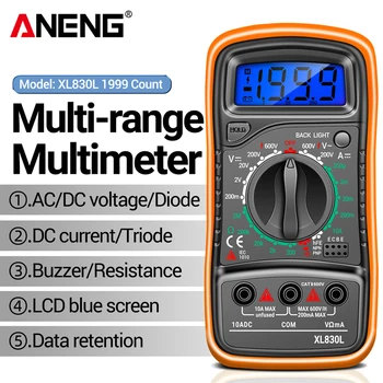 ANENG Dijital Multimetre Cep Akıllı 1999 Sayımlar NCV Multimetre LCD Arkadan Aydınlatmalı Veri Tutma Yüksek Hassasiyetli elektrikli alet pil paketi