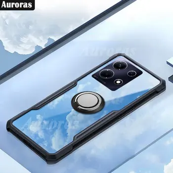Auroras Infinix Not 30 Pro 4G 5G Durumda Halka İle Siyah Çerçeve Hava Yastığı Yumuşak Şeffaf Kabuk Infinix Not 30i Anti-fall Kapak