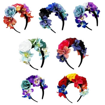 Gelin Duş Çiçek Kafa Bandı Kadın Düğün Saç Çember Evrensel Hairband Kızlar için Kadın Yaz Plaj Başlığı
