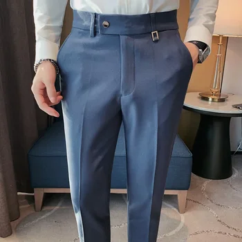 İngiliz Tarzı Sonbahar Yeni Düz Renk İş günlük pantolon erkek Basit ve Çok Yönlü Resmi Ofis Pantolon Düz Takım Elbise Pantolon