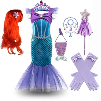 Kız Küçük Denizkızı Kostüm Moda Çocuk Elbise Kızlar İçin Çocuk Karnaval Doğum Günü parti giysileri Cosplay Mermaid Elbise