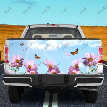 Mavi Gökyüzü Bulut Kelebek Araba Kuyruk Bagaj Koruyun Sticker Çıkartma Araba Vücut Otomobil Dekorasyon SUV Off-road için Evrensel Pikap
