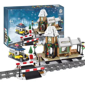 Noel hediyesi Kış Köy İstasyonu İle Uyumlu 10259 36011 Modeli Yapı Taşları Oyuncak Çocuklar İçin