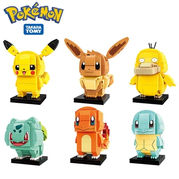 Pokemon Blokları Charmander Pikachu Squirtle Bulbasaur Yapı Taşları Modeli Oyun Grafik Pokémon DIY Oyuncaklar Çocuklar İçin Şekil