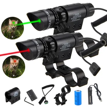 Taktik lazer işaretçi Sight avcılık yeşil / Kırmızı nokta tüfek dağı ışık kompakt kapsam Airsoft ray varil uzaktan basınç anahtarı